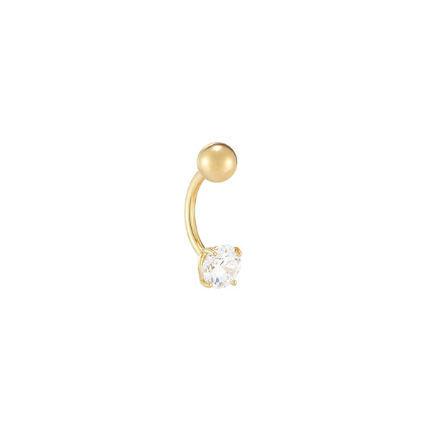 Gem Curved Banana Rook Piercing 14K Gold Musemond