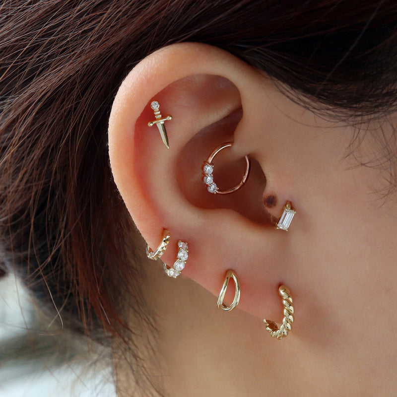 18 Gauge Twist Cartilage Hoop Earring- 14K Gold