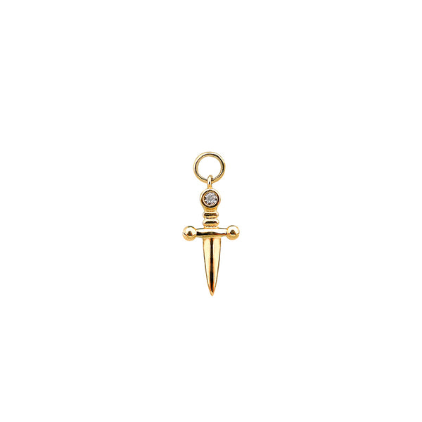 Dagger Hoop Charm- 14K Gold