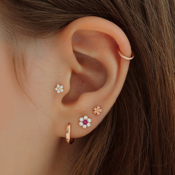 curated ear piercings in solid 14k gold