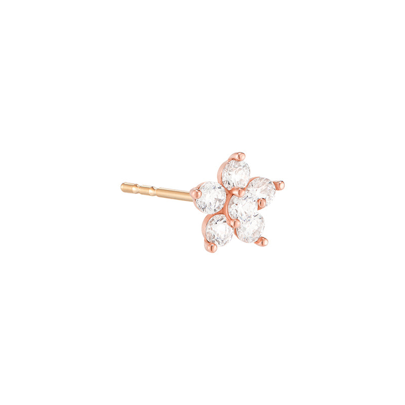 14k Solid Yellow & Rose Gold Rose Flower Stud Earrings | 11mm | Handmade USA | Push Back