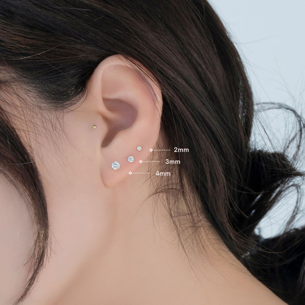 Single Gem Stud Piercing 14K Gold | Musemond