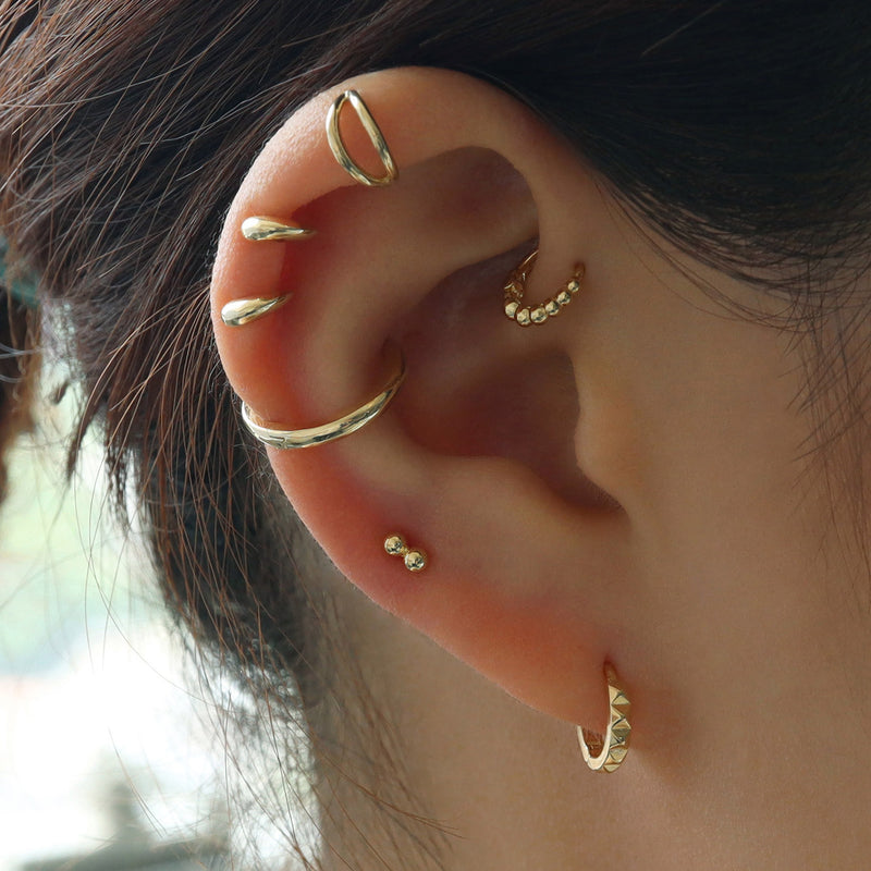 Double Dot Stud Earring- 14K Gold