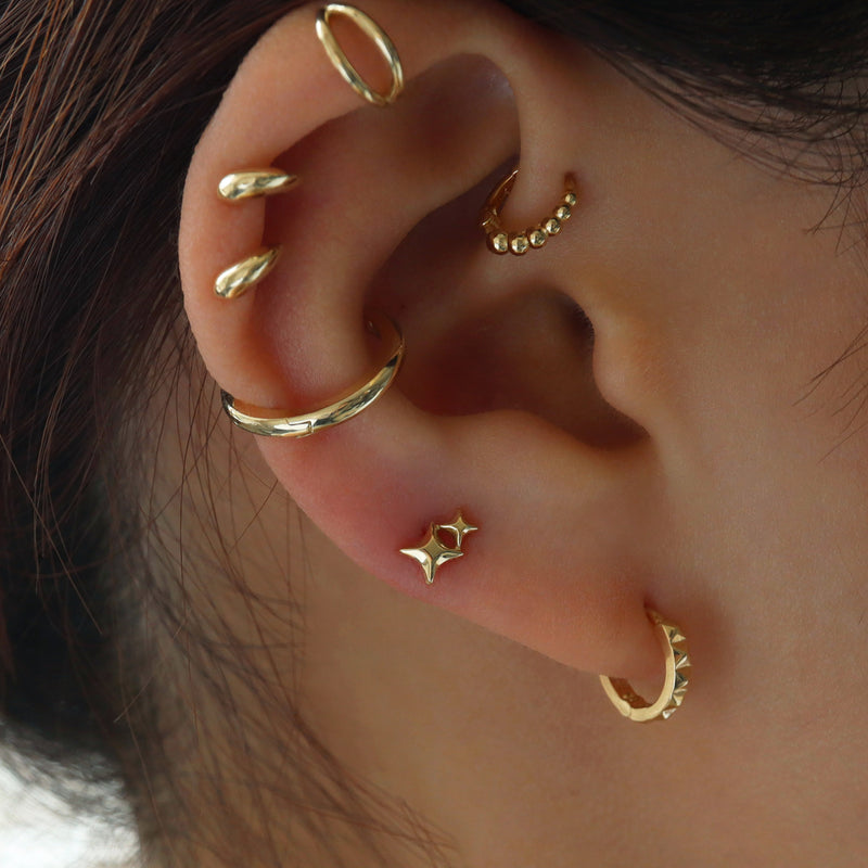 Sparkle Duo Flat Back Earring- 14K Gold