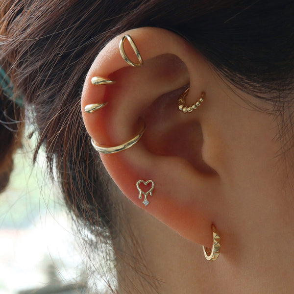 Melting Heart Stud Flat Back Earring- 14K Gold