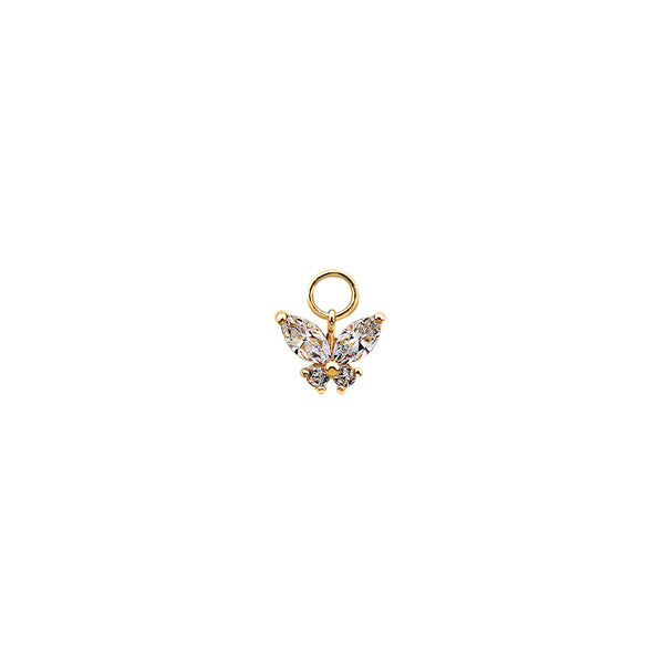 Butterfly Gem Hoop Charm- 14K Gold