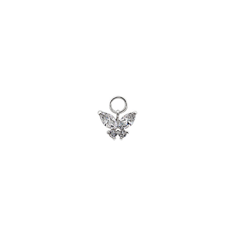 Butterfly Gem Hoop Charm- 14K Gold