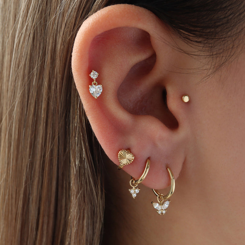 Tiny Dot Flat Back Earring- 14K Gold