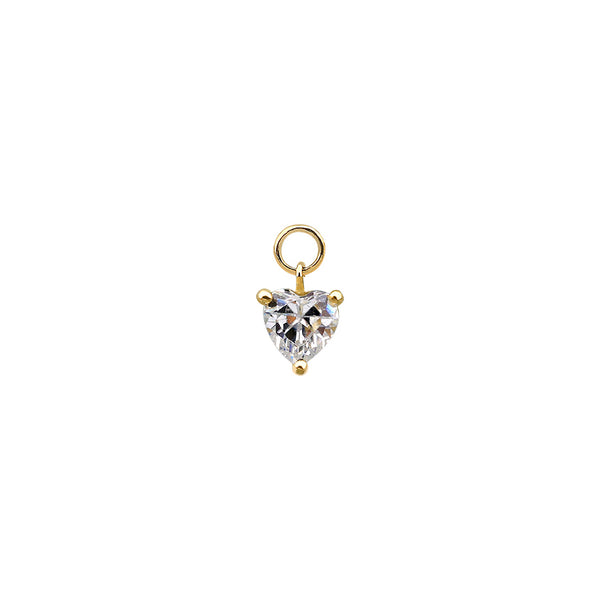 Heart Gem Hoop Charm- 14K Gold