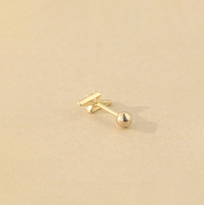 3/4" Diamond-Cut Lightning Bolt Stud Earrings – Solid 10K Yellow Gold