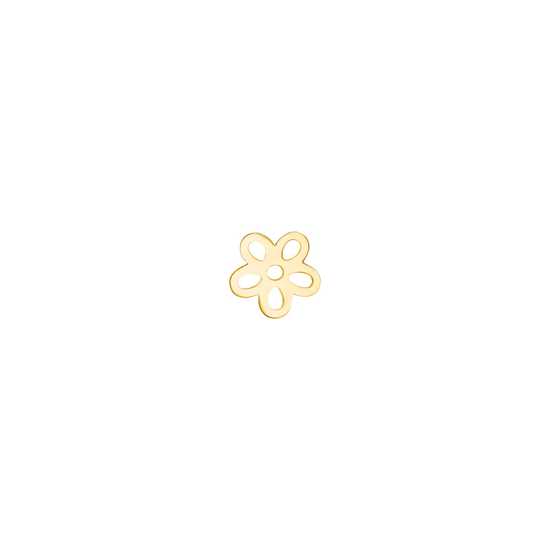 Line Flower Ball Back Piercing- 14K Gold