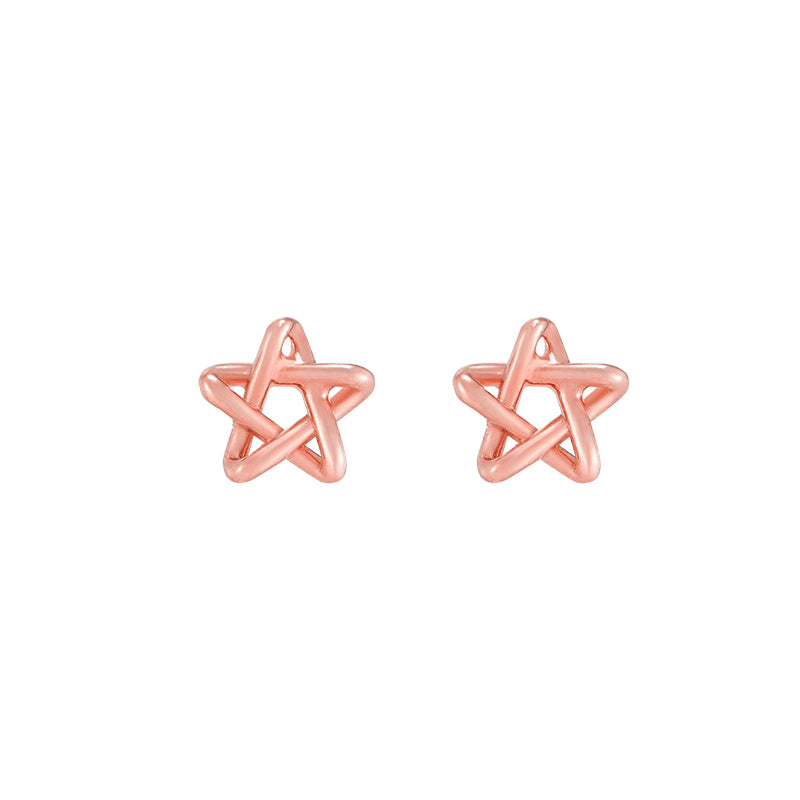 Line Star Stud Earring- 14K Gold