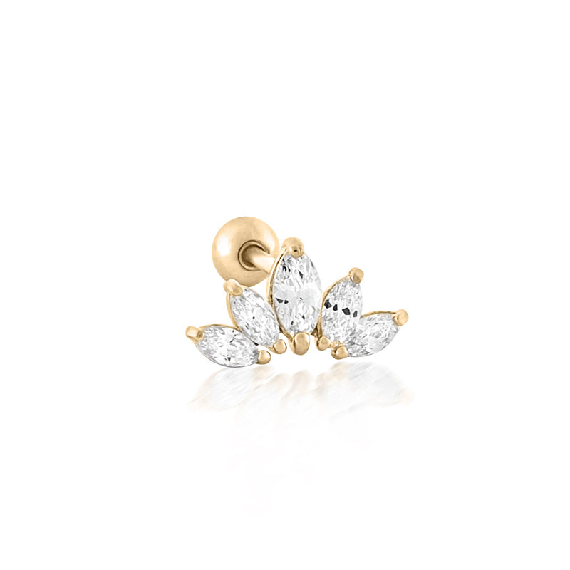 Marquise Crown Stud- 14K Gold