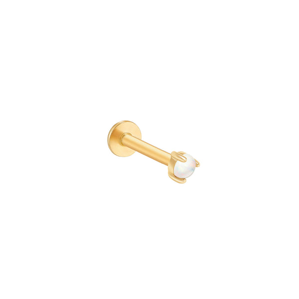 Micro Opal Flat Back Earring- 14K Gold