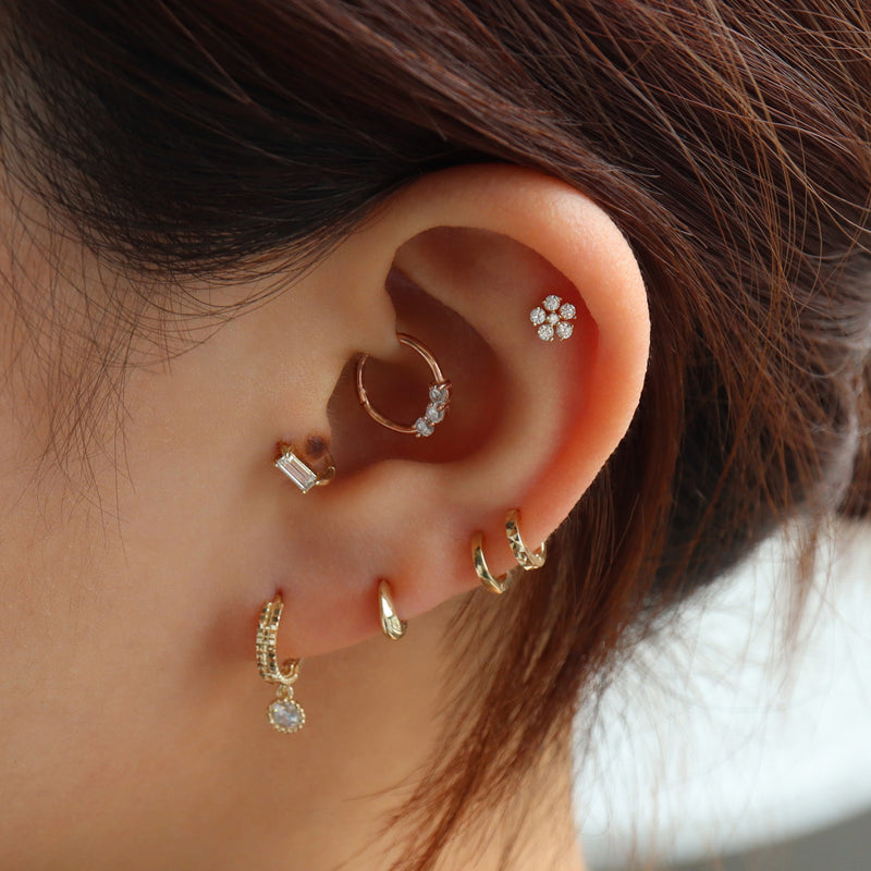 Mini Flower Flat Back Earring- 14K Gold