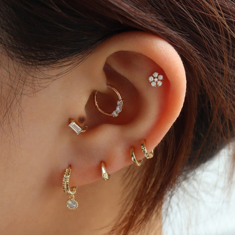 Mini Flower Flat Back Earring- 14K Gold