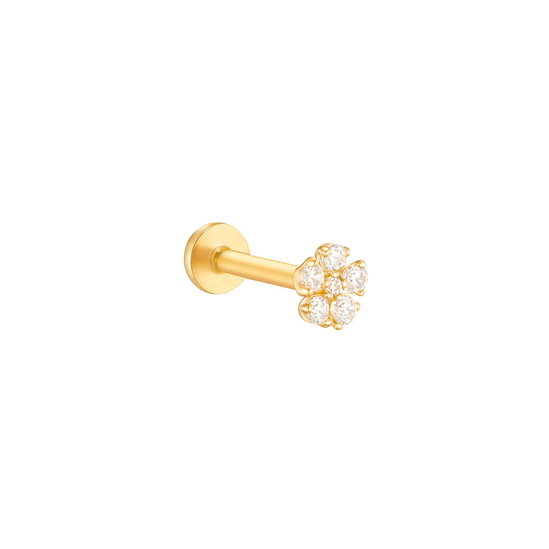 Mini Flower Flat Back Earring- 14K Gold