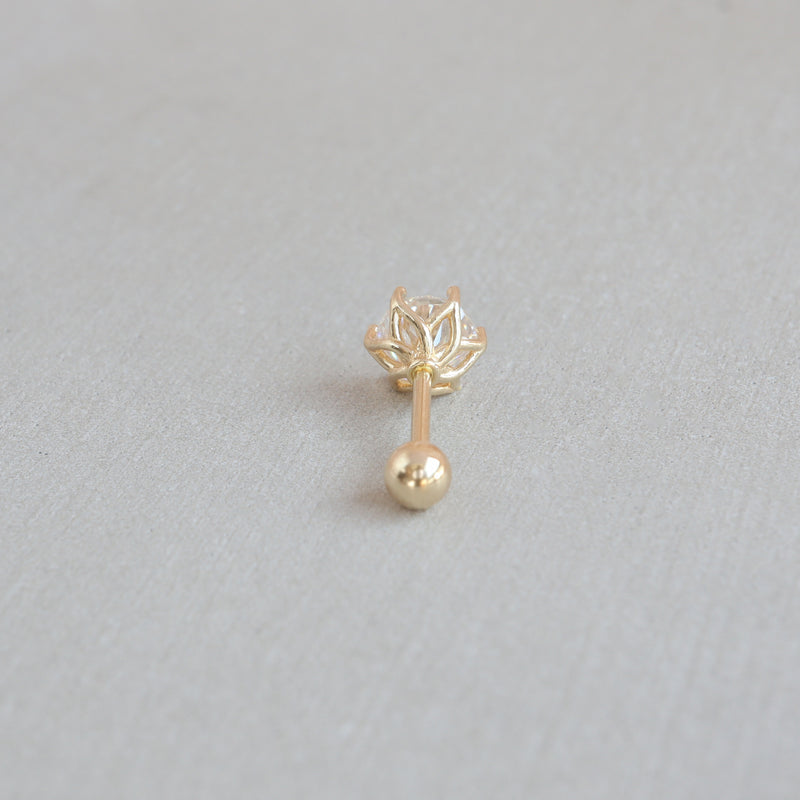 Moissanite Stud Ball Back Earring- 14K Gold