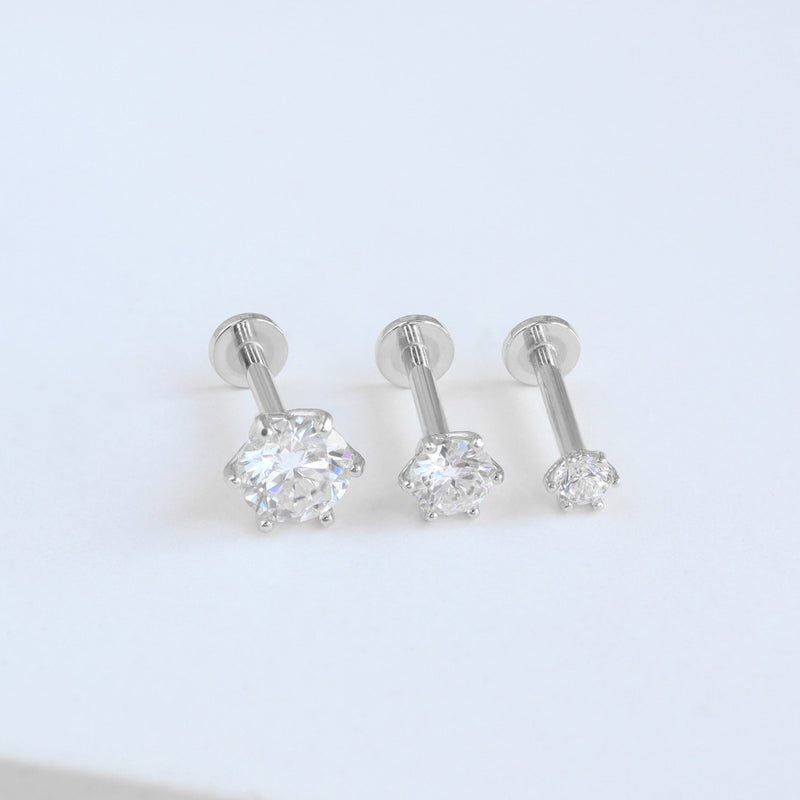 Aura Moissanite Flat Back Earring- 14K Gold