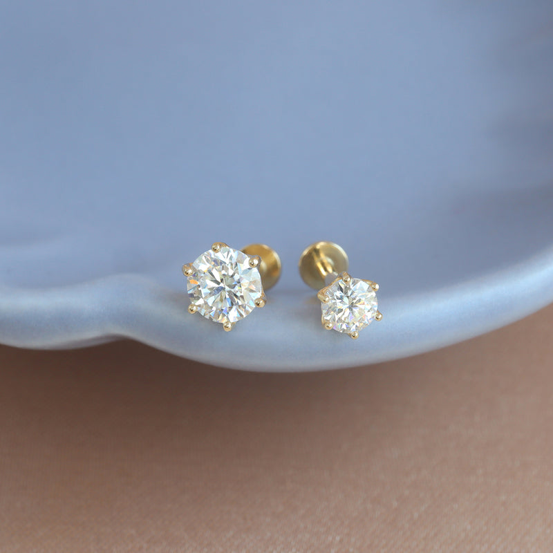 Aura Moissanite Flat Back Earring- 14K Gold