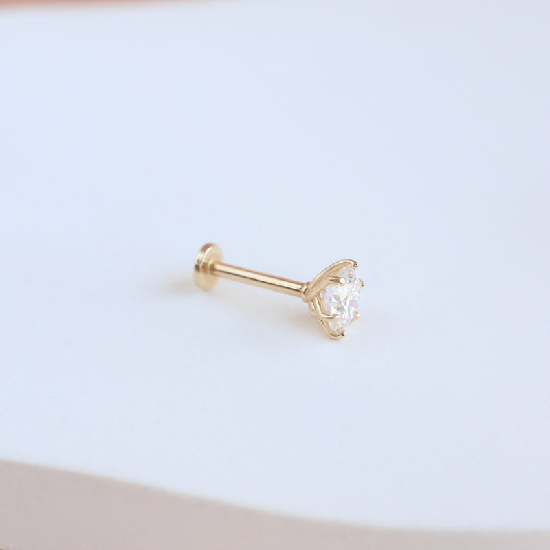 Aura Moissanite Flat Back Earring- 14K Gold