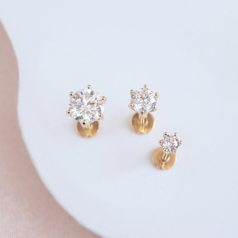 Aura Moissanite Flat Back Earring- 14K Gold