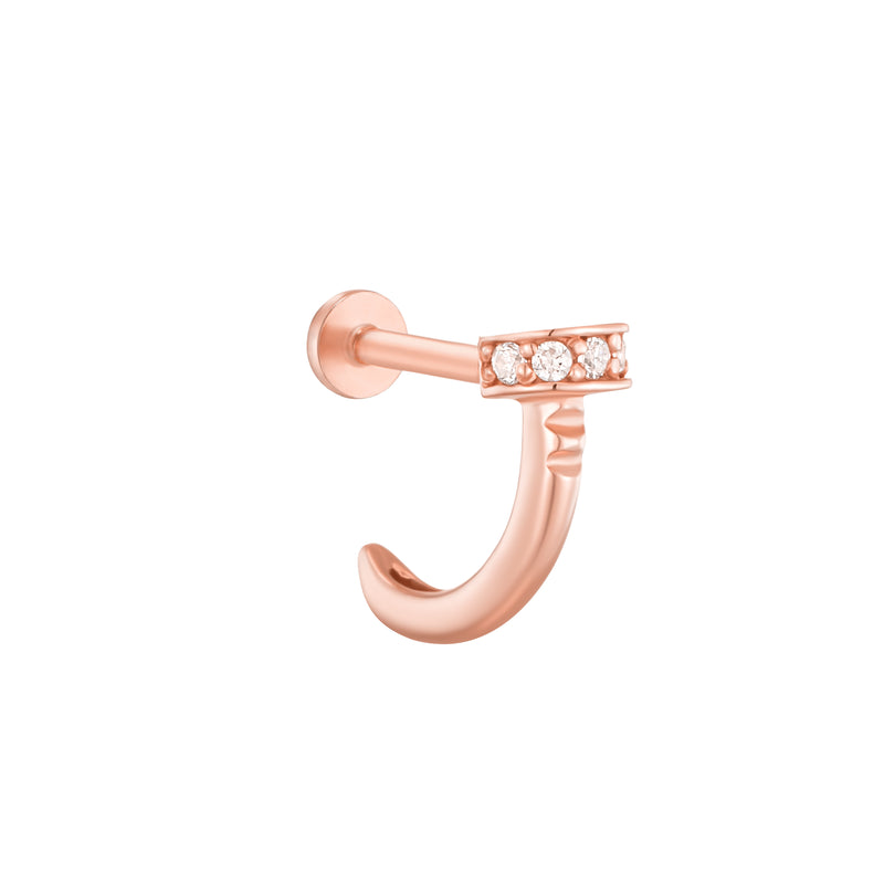 Nail Huggie Stud Piercing Earring- 14K Gold