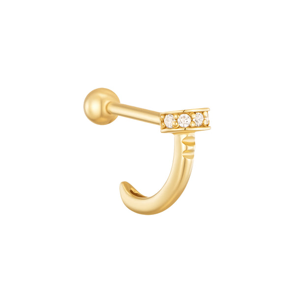 Nail Huggie Stud Piercing Earring- 14K Gold