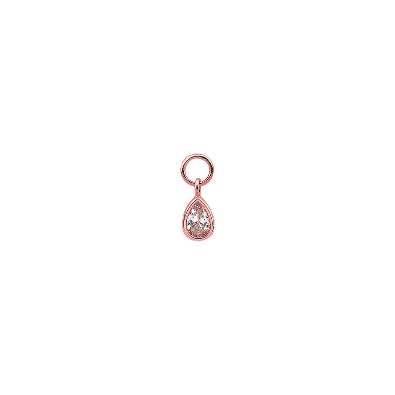 Tiny Pear Bezel Hoop Charm- 14K Gold