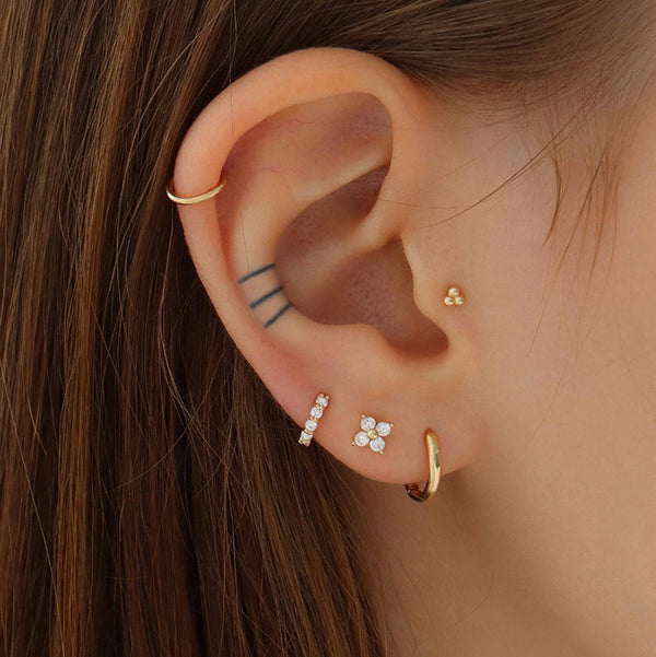 Solid 14k gold ear piercing studs