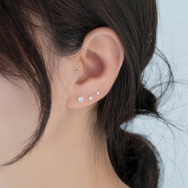 14K Gold Single Gem Stud Earring