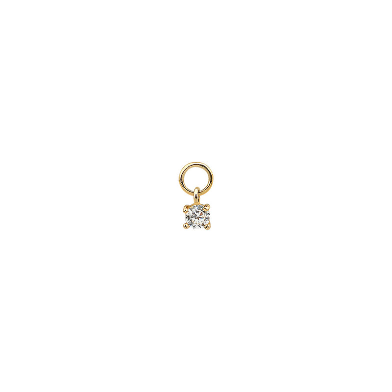 Single Gem Hoop Charm- 14K Gold