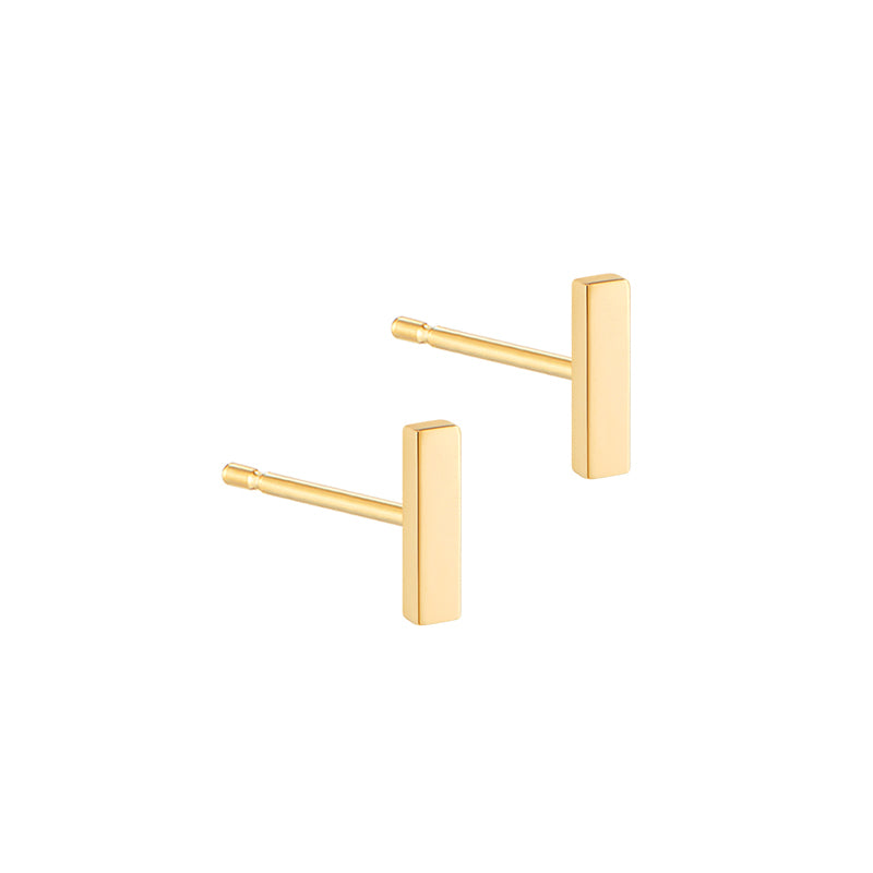 Small Bar Stud Earring- 14K Gold