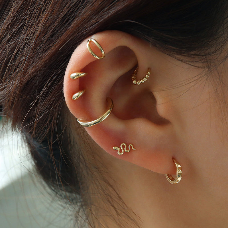 Snake Stud Earring- 14K Gold