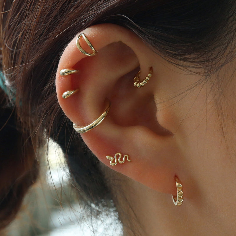 Snake Stud Earring- 14K Gold