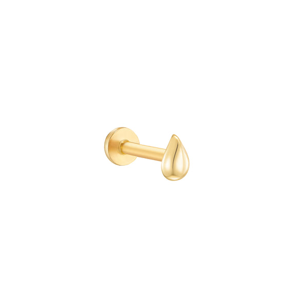 Pure Teardrop Flat Back Earring- 14K Gold