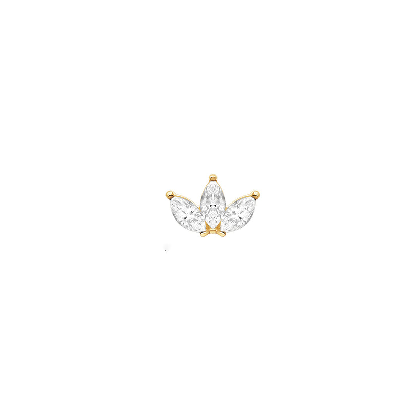 Marquise Tiara Flat Back Earring- 14K Gold