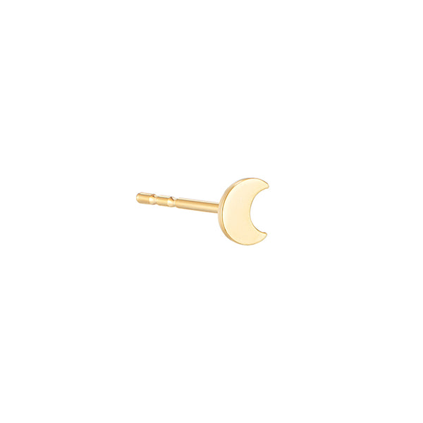 Tiny Crescent Moon Stud- 14K Gold
