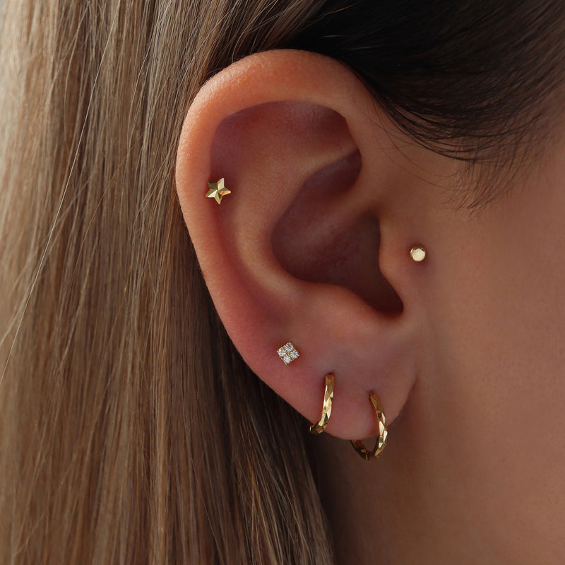 Tiny Dot Flat Back Earring- 14K Gold