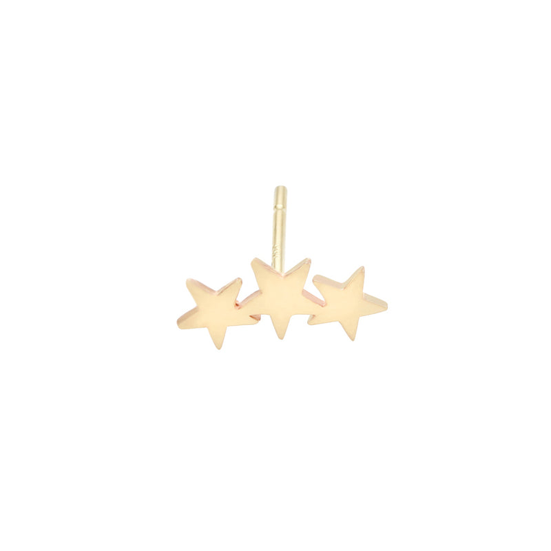 Triple Star Ear Stud- 14K Gold