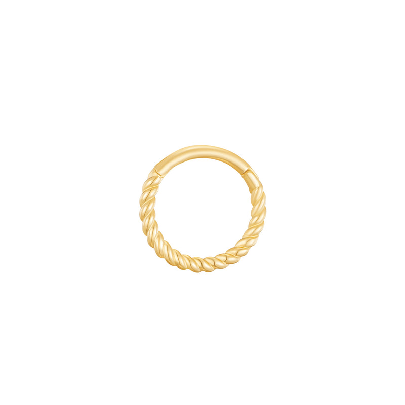 Rope Clicker Hoop Ring 14K Solid Gold | Musemond