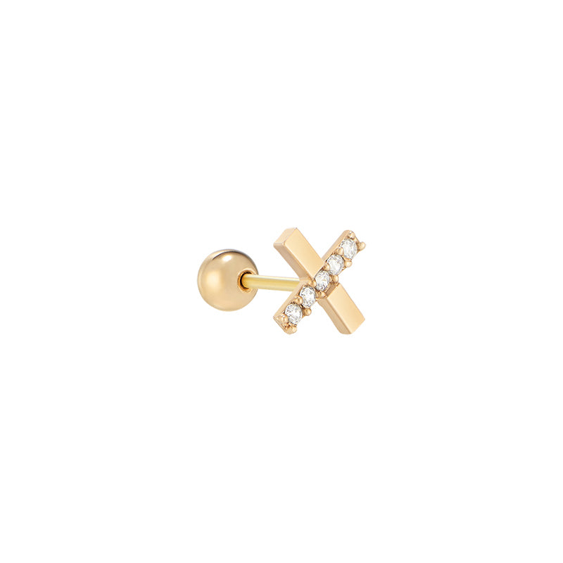 Cross Stud Ear Piercing- 10K Gold