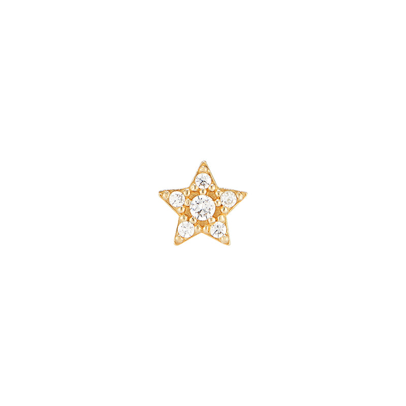 Small Pave Star Stud- 14K Gold