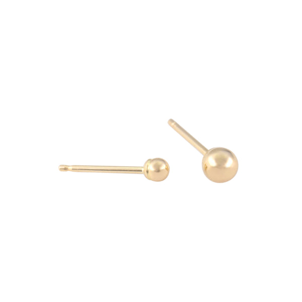 14K Gold Tiny Ball Stud Earrings