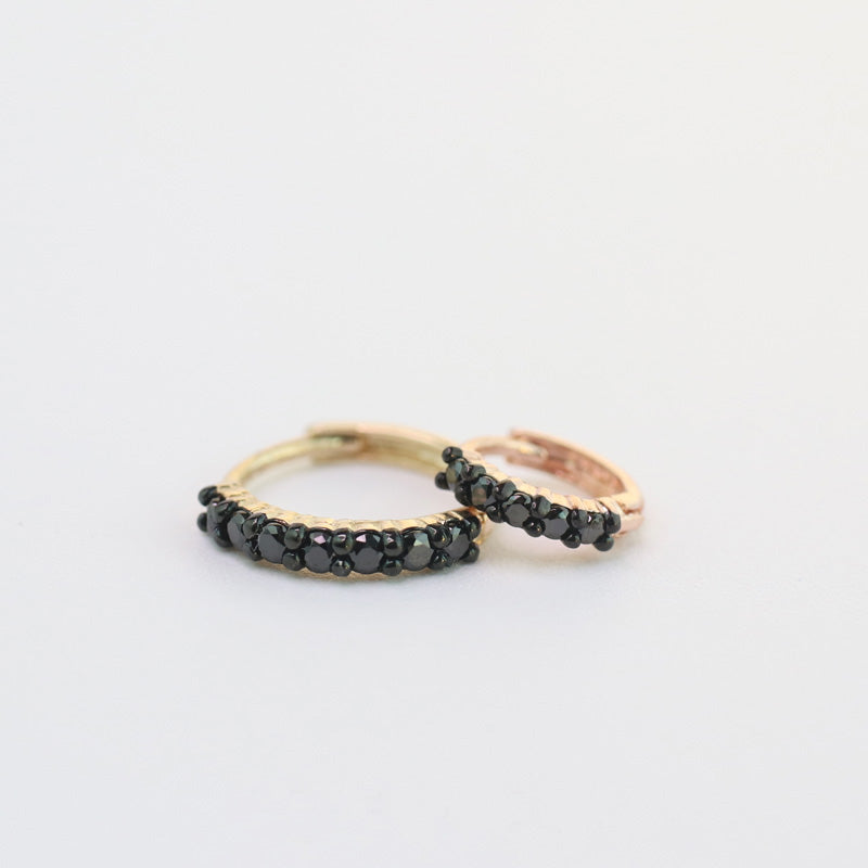 black gem pave hoop earrings