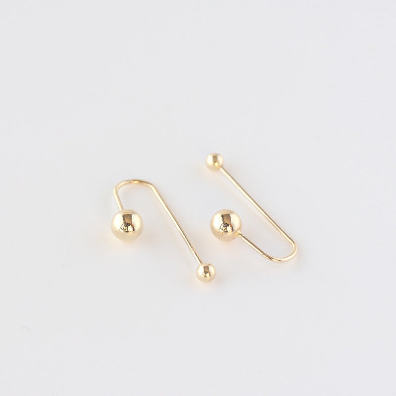 Curved Barbell Earring- 14K Gold