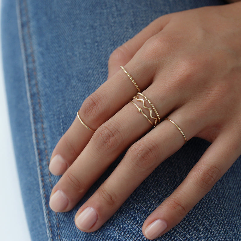 Slim Dotted Ring- 14K Gold