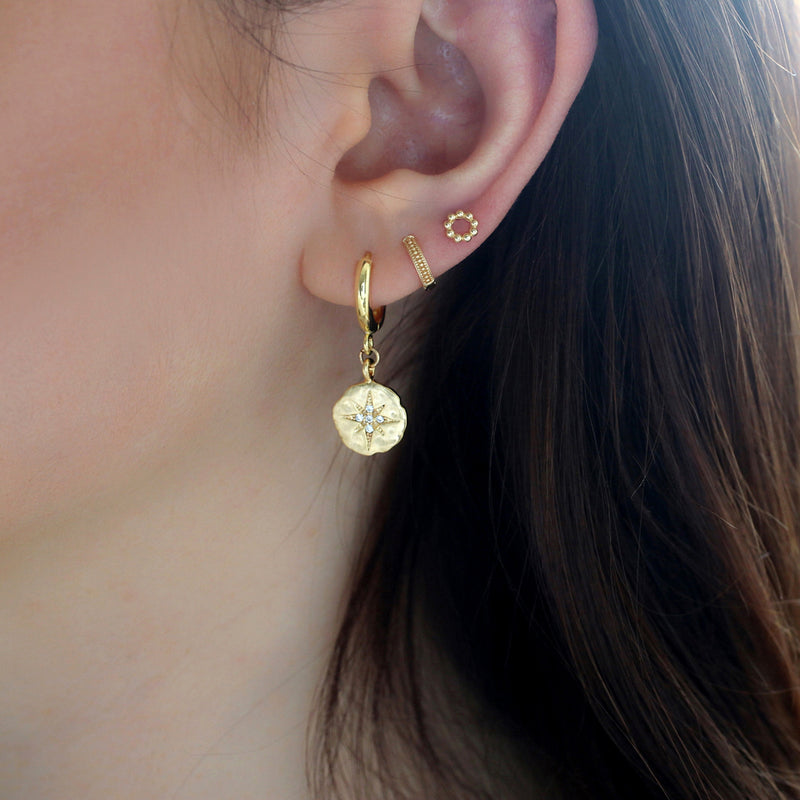 Beaded Circle Ear Piercing- 14K Gold