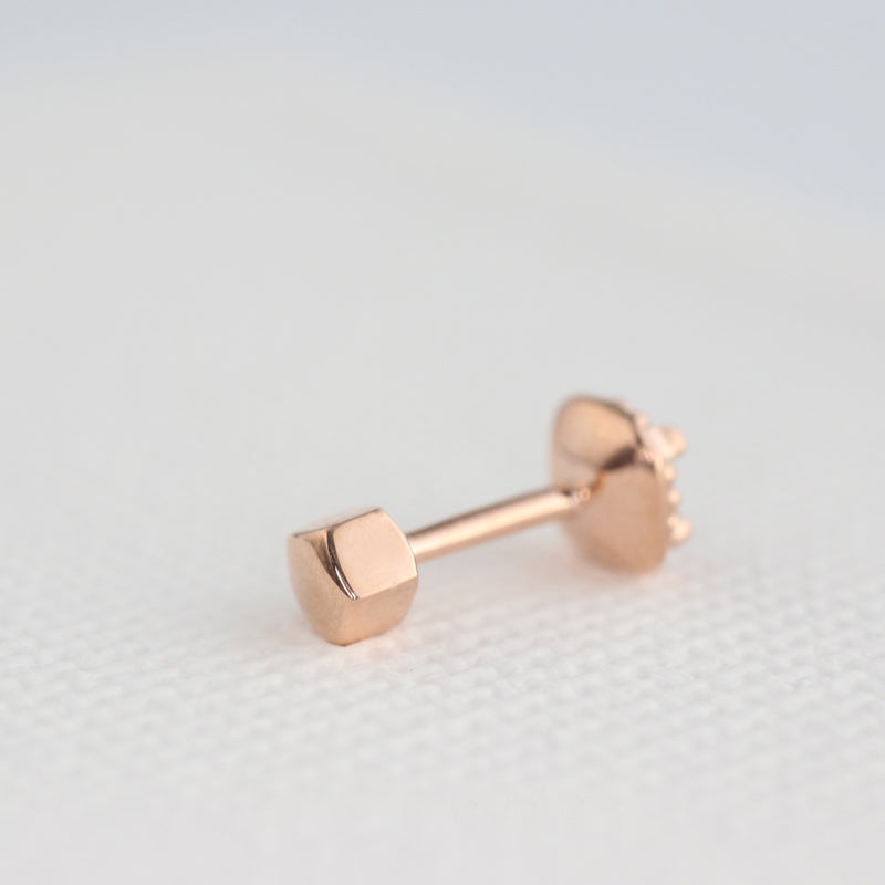 Square Gemstone Cartilage Earring- 14K Gold