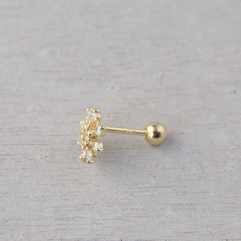 Snowflake Cartilage Stud Earring- 14K Gold